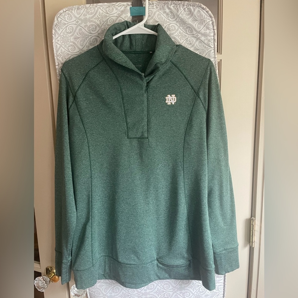 Notre Dame Cutter & Buck Forest Green Zip-Up Sweater